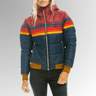 Lavinque Coats & Jacket Bleu marine / XS Veste Matelassée Rétro | Arc-en-Ciel & Capuche | Chaude et Stylée