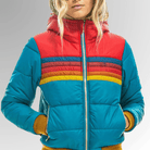 Lavinque Coats & Jacket Bleu / XS Veste Matelassée Rétro | Arc-en-Ciel & Capuche | Chaude et Stylée