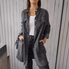 Lavinque Coats & Jacket Gris foncé / S Veste Chemise Denim | Style Décontracté | Polyvalence Intemporelle