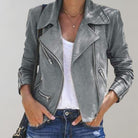 Lavinque Coats & Jacket Gris Foncé / S Veste Motard en Suédine | Marron Caramel | Tendance et Structurée
