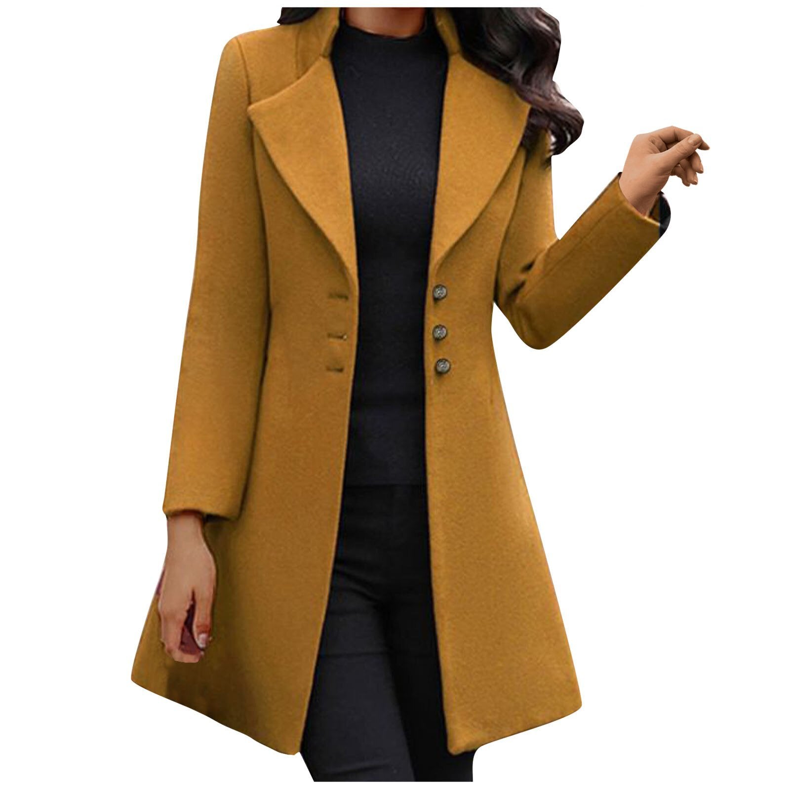 Lavinque Coats & Jacket Jaune / S Manteau Long Élégant | Chic Automne-Hiver | Coupe Ajustée