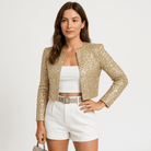 Lavinque Coats & Jacket Lór / XS Veste Courte à Sequins Argentés | Coupe Épurée | Glamour de Soirée