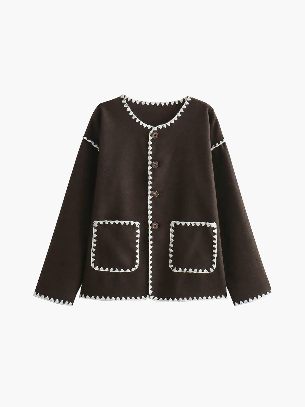 Lavinque Coats & Jacket Marron / XS Veste Légère | Écru & Noir | Chic & Structurée