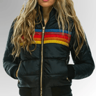 Lavinque Coats & Jacket Noir / XS Veste Matelassée Rétro | Arc-en-Ciel & Capuche | Chaude et Stylée
