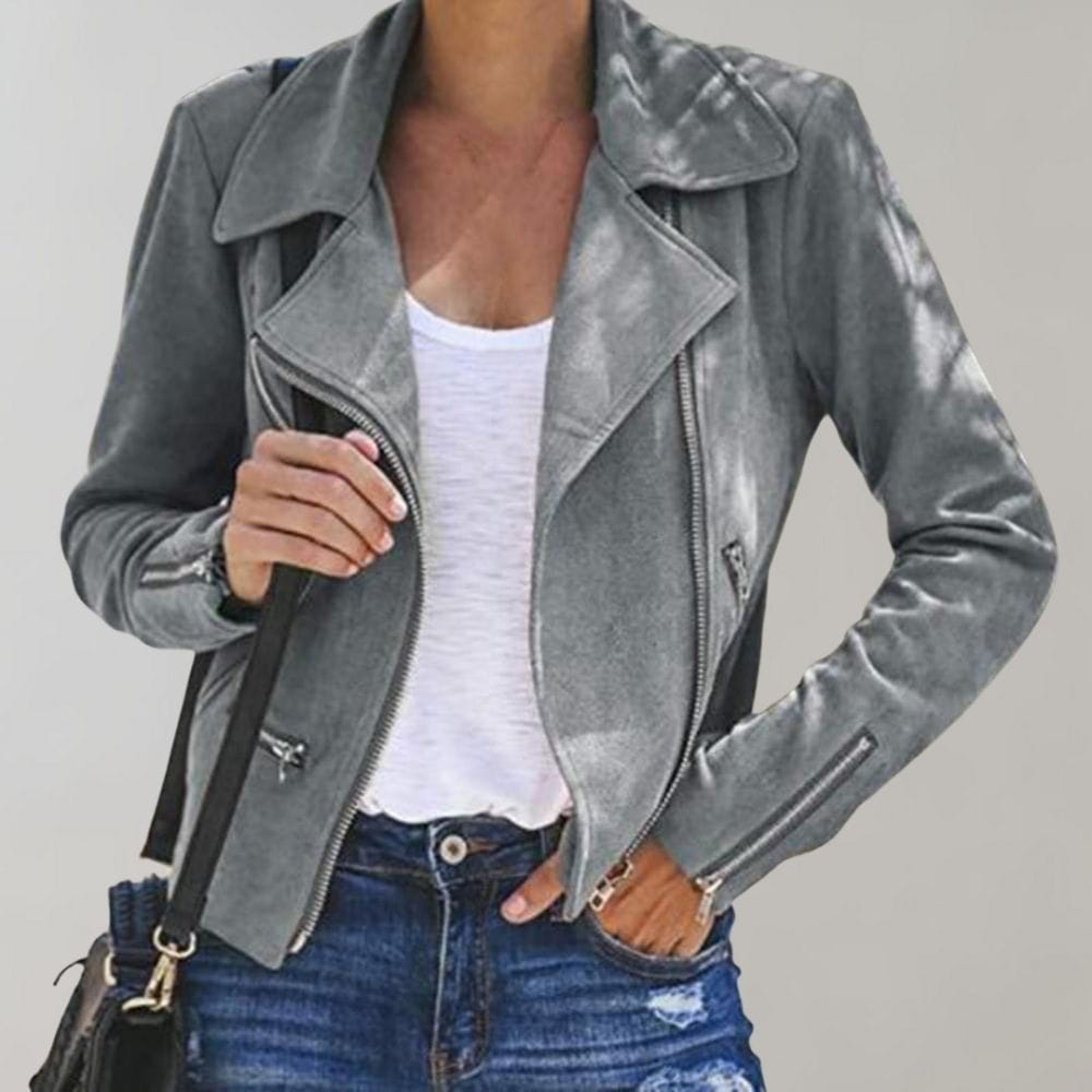 Lavinque Coats & Jacket Veste Motard en Suédine | Marron Caramel | Tendance et Structurée