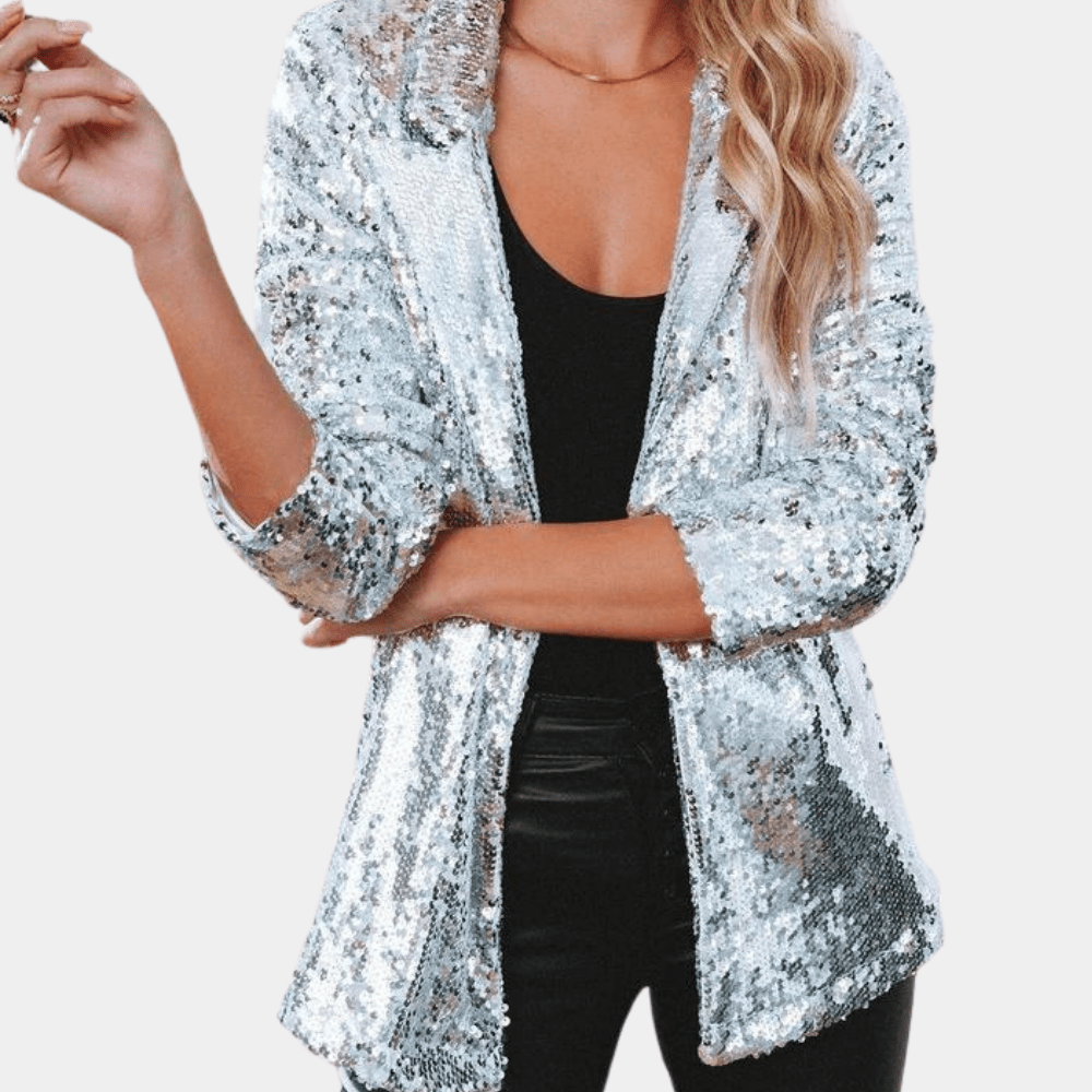 Lavinque Coats & Jackets Argent / S Blazer à Paillettes Noir | Festif | Brillant et Élégant