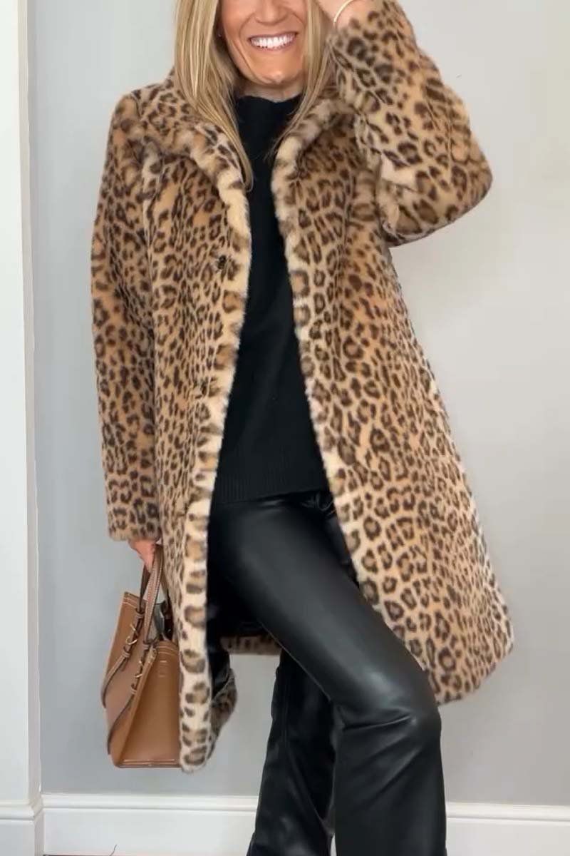Lavinque Coats & Jackets Beige / S Manteau Léopard Femme | Fausse Fourrure | Audacieux et Chic