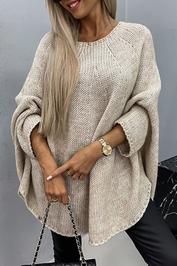 Lavinque Coats & Jackets Beige / S Poncho en Tricot | Coupe Oversize | Élégance et Confort