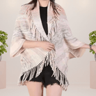Lavinque Coats & Jackets Beige / Taille Unique Poncho à franges bohème | Poncho | Élégance et chaleur décontractée
