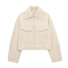 Lavinque Coats & Jackets Beige / XS Veste Zippée en Laine | Grise | Moderne et Structurée
