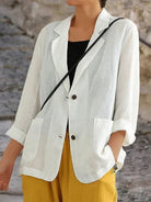Lavinque Coats & Jackets Blanc / S Blazer en Lin Femme | Léger et Élégant | Chic Décontracté