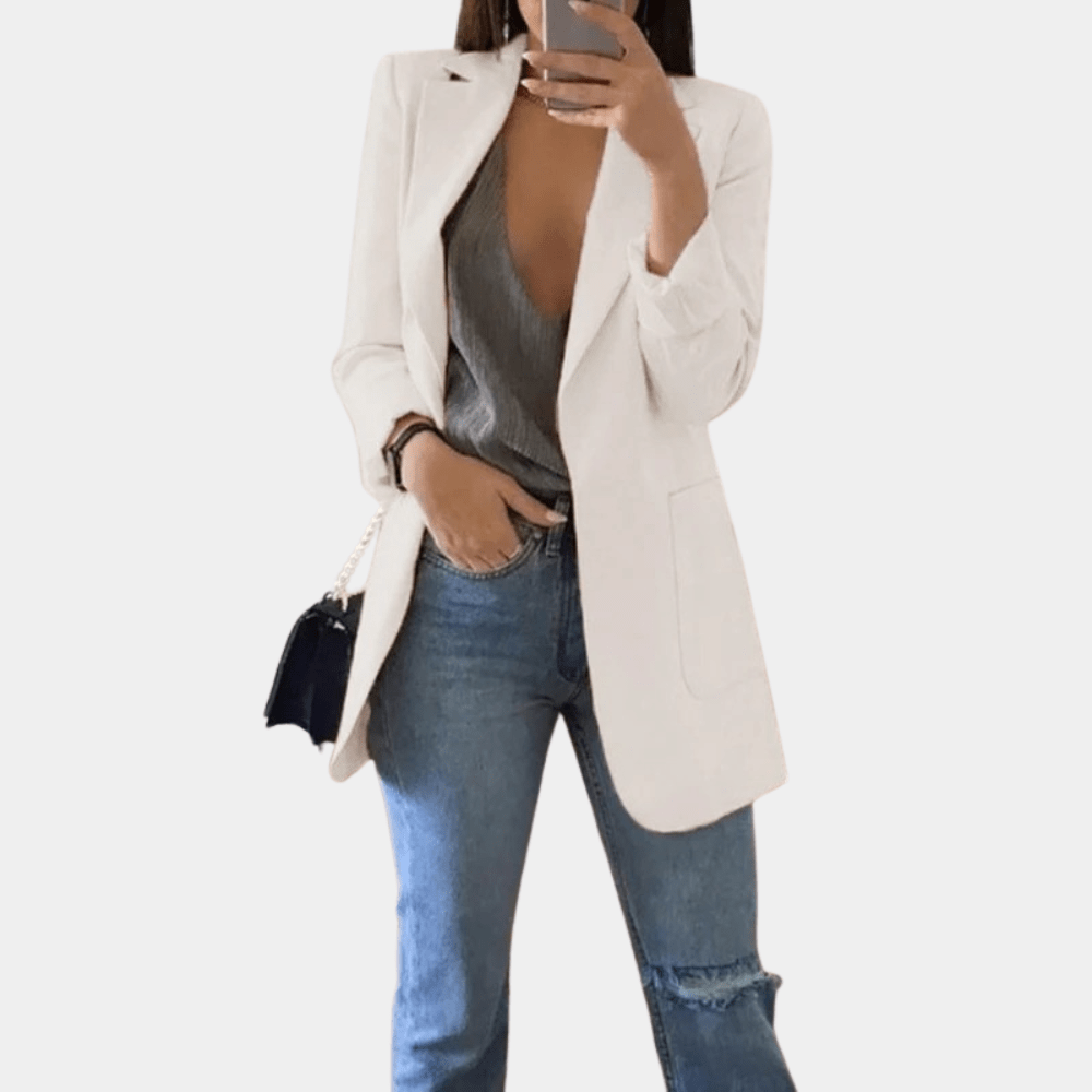 Lavinque Coats & Jackets Blanc / S Blazer Long Noir | Classique | Structuré et Polyvalent