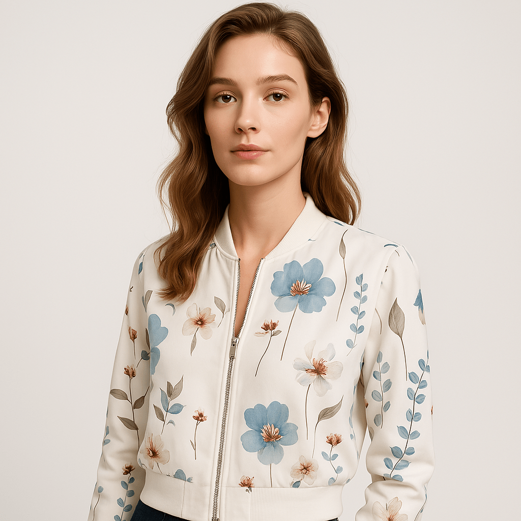 Lavinque Coats & Jackets Blanc / S Bomber Fleuri Blanc | Léger et Élégant | Parfait pour le Printemps