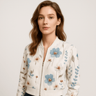 Lavinque Coats & Jackets Blanc / S Bomber Fleuri Blanc | Léger et Élégant | Parfait pour le Printemps