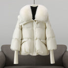 Lavinque Coats & Jackets Blanc / S Doudoune Courte à Col en Fourrure | Noir | Élégance Chaude et Tendance