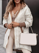Lavinque Coats & Jackets Blanc / S Manteau Matelassé Long Femme | Effet Cuir Noir | Moderne et Protecteur
