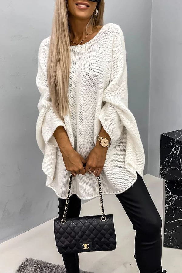 Lavinque Coats & Jackets Blanc / S Poncho en Tricot | Coupe Oversize | Élégance et Confort