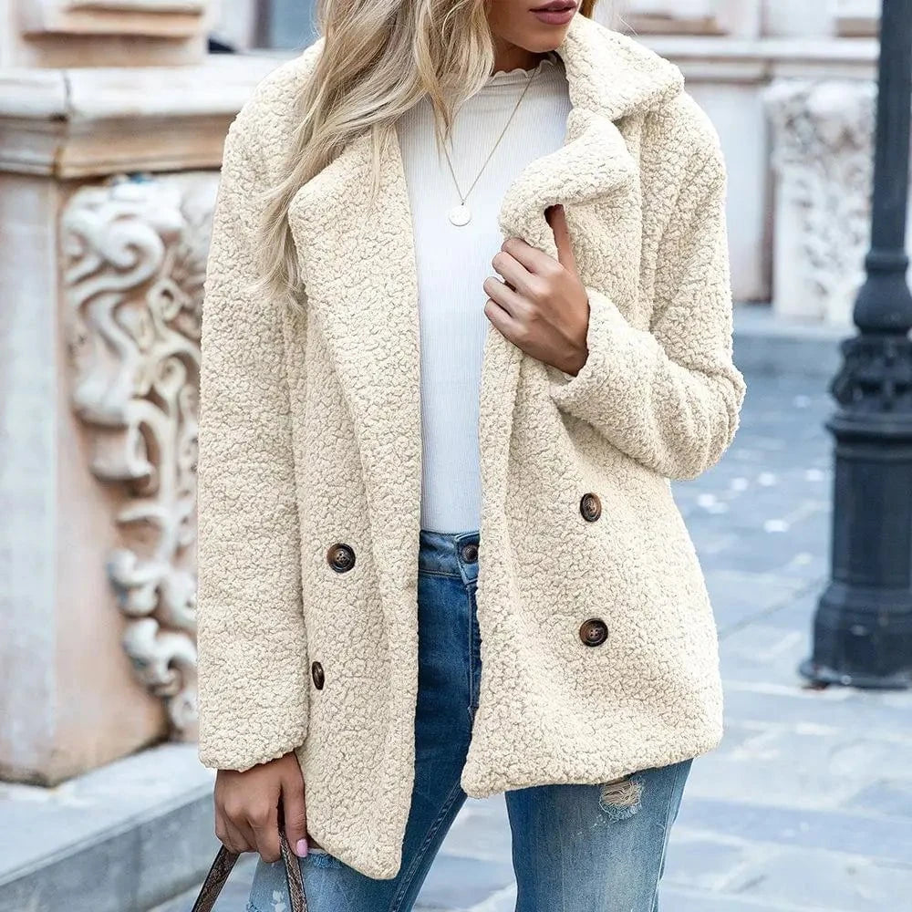 Lavinque Coats & Jackets Blanc / S Veste en Mouton Bouclé | Marron Chocolat | Douce et Tendance