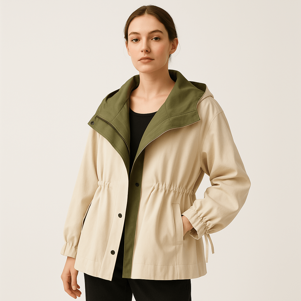 Lavinque Coats &Jackets Blanc / S Veste Mi-Saison Bicolore | Col Oversize | Design Moderne et Confortable