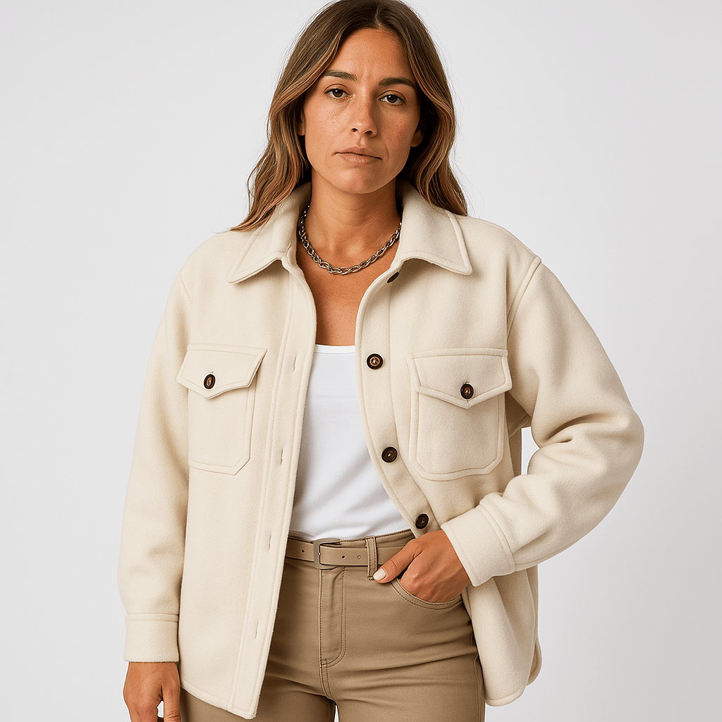 Lavinque Coats & Jackets Blanc / XS Veste Beige Effet Laine | Coupe Décontractée | Parfaite pour la Mi-saison