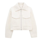 Lavinque Coats & Jackets Blanc / XS Veste Zippée en Laine | Grise | Moderne et Structurée
