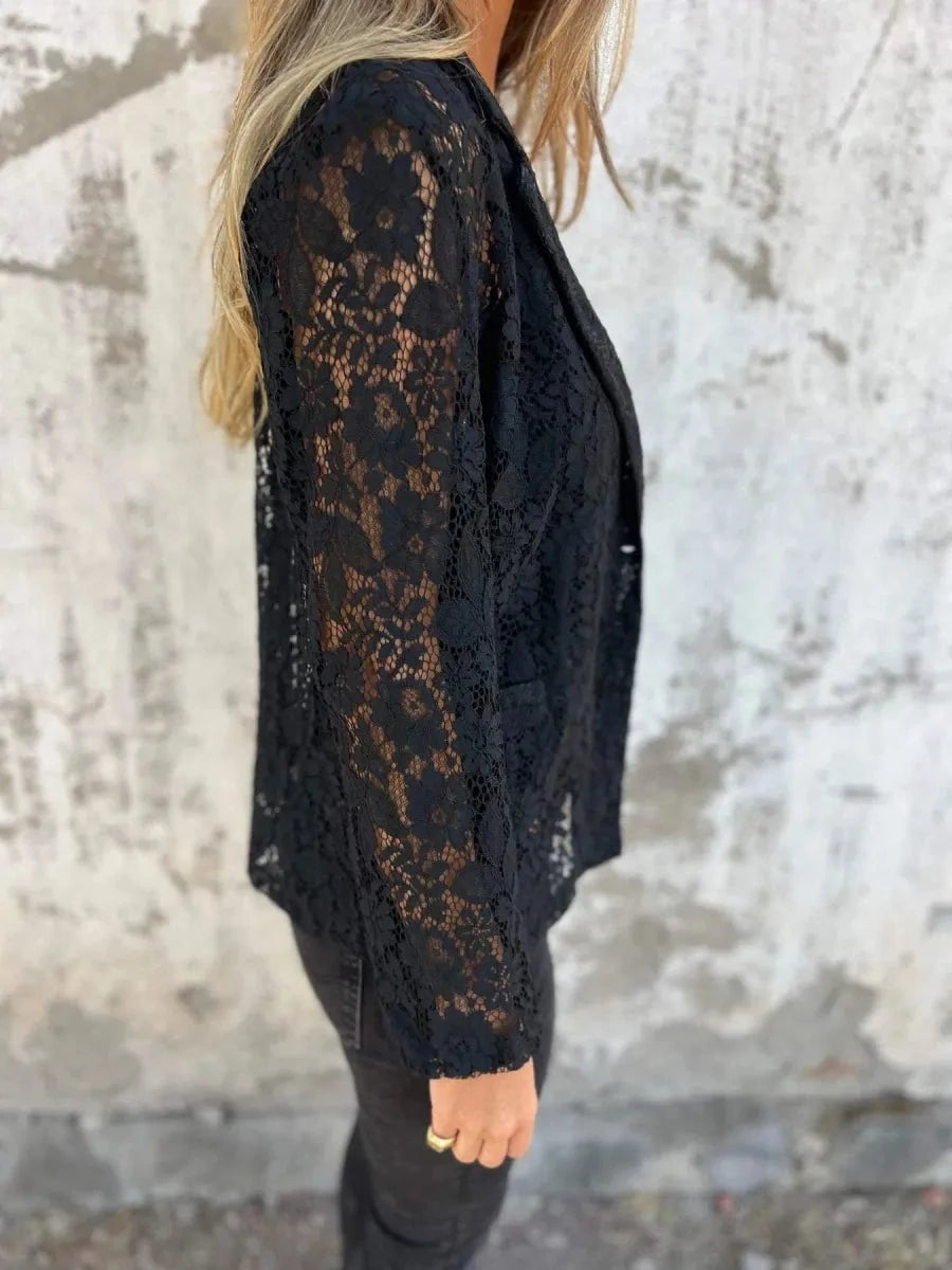 Lavinque Coats & Jackets Blazer en dentelle transparente | Noir | Élégance et féminité raffinée