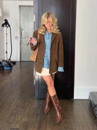 Lavinque Coats & Jackets Blazer Oversize Femme | Velours Côtelé | Chic et Décontracté