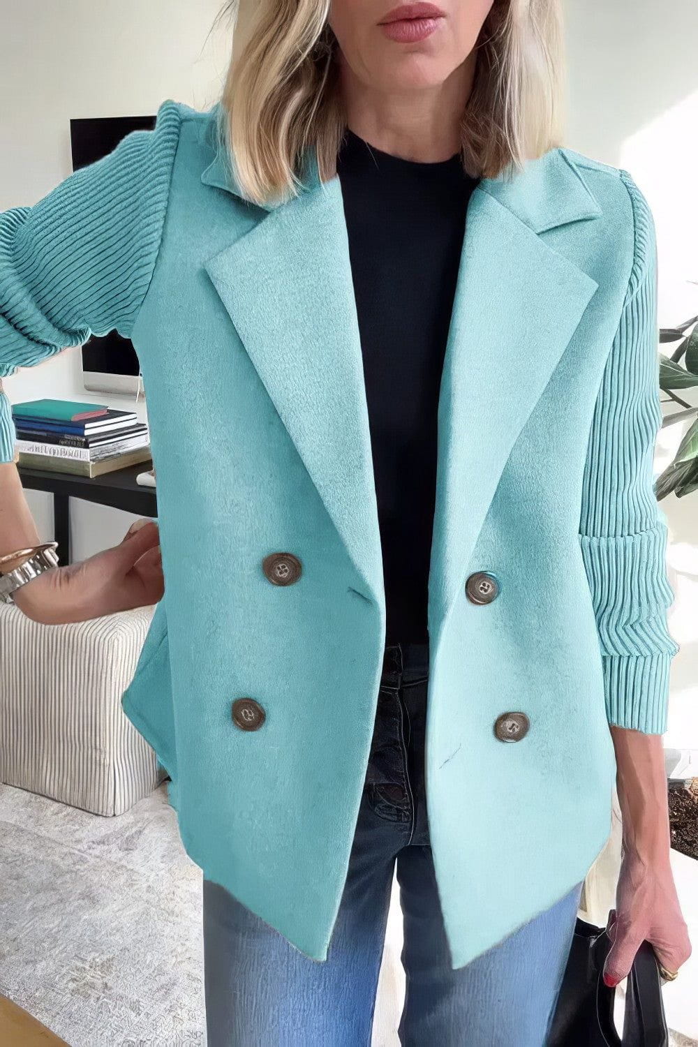 Lavinque Coats & Jackets Bleu clair / S Blazer Femme | Rose Poudré | Chic & Structuré