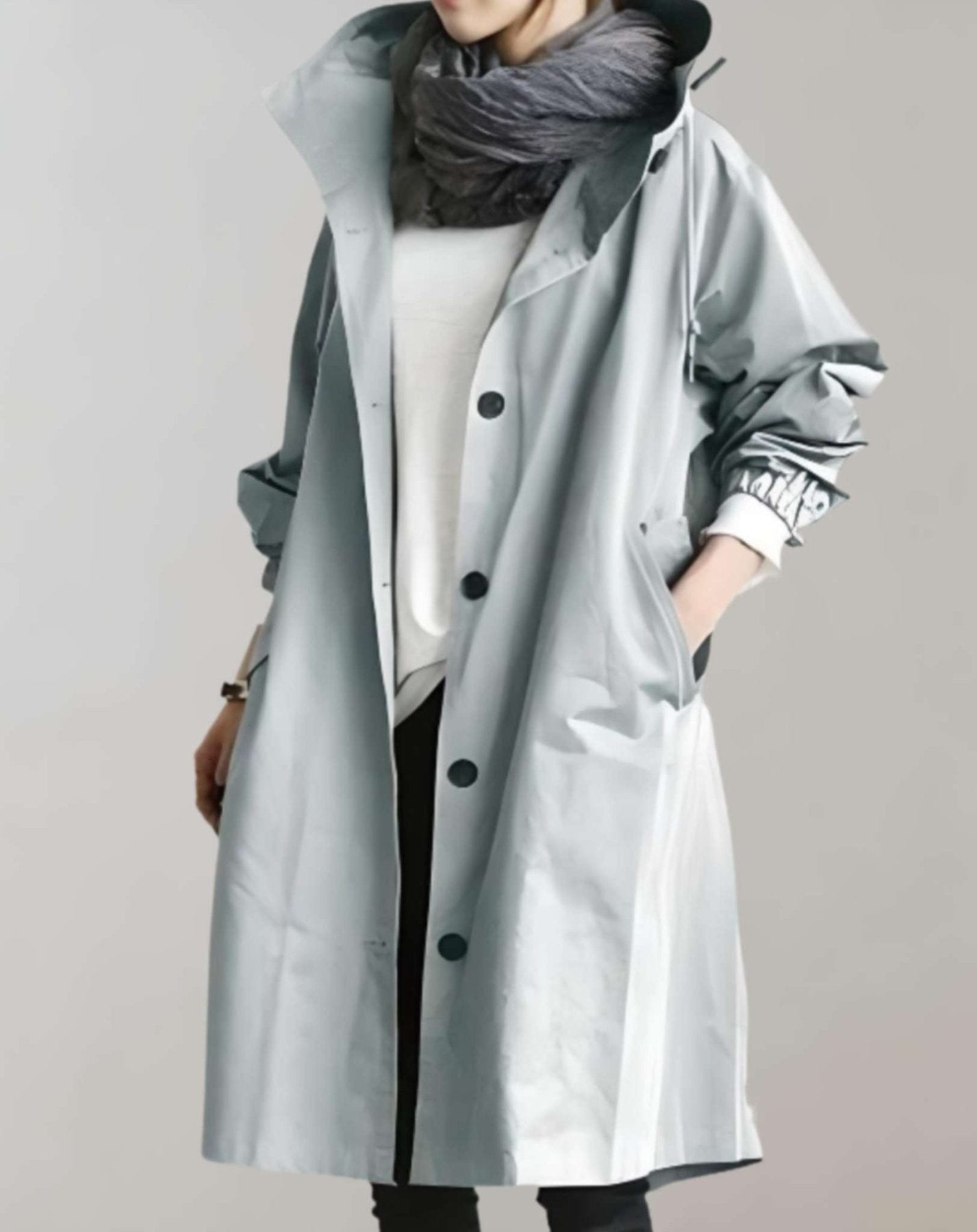 Lavinque Coats & Jackets Bleu Clair / XS Trench Oversize à Col Montant | Beige Sable | Fluide et Moderne