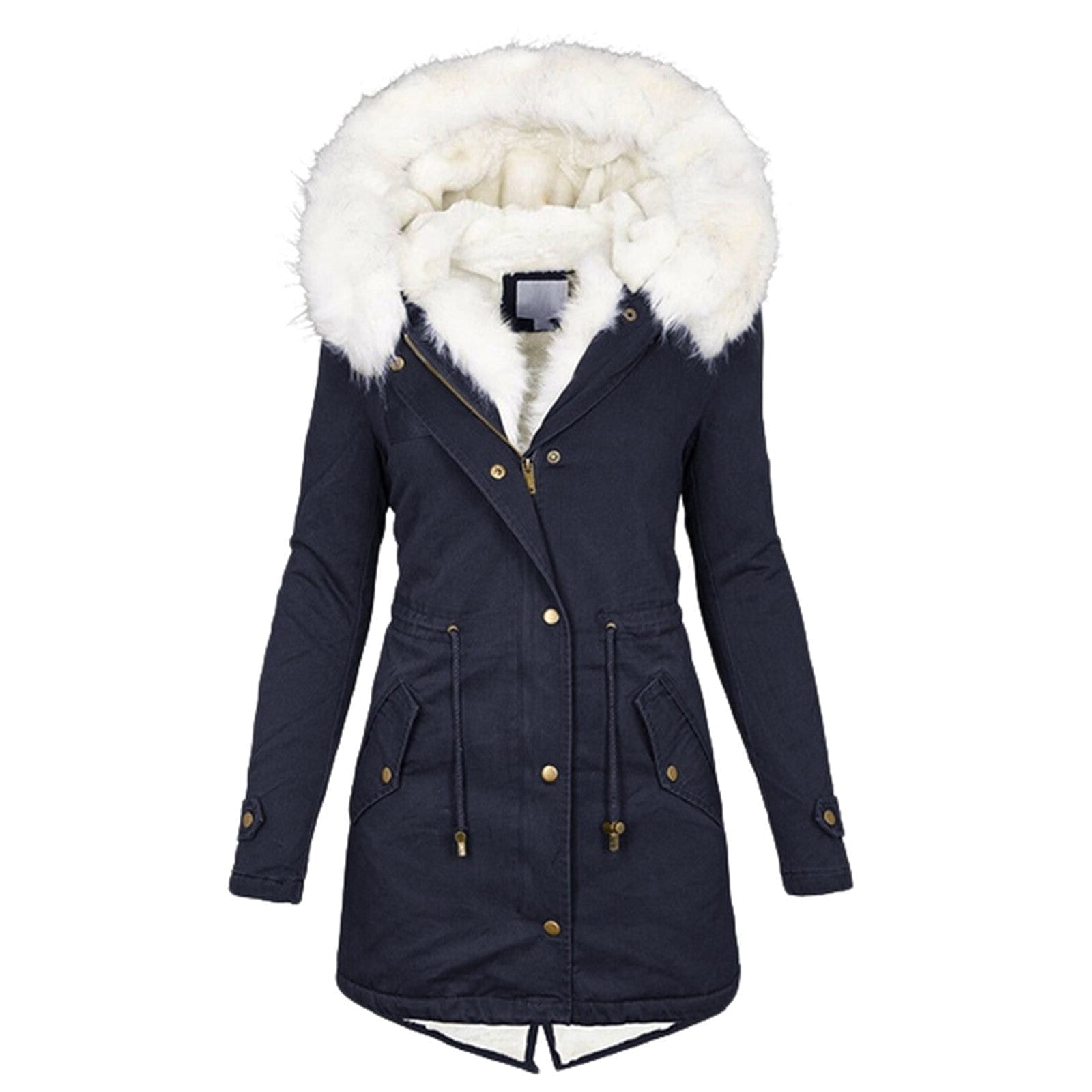 Lavinque Coats &Jackets Bleu foncé / S Parka Hiver avec Capuche Fourrure | Chaude et Élégante