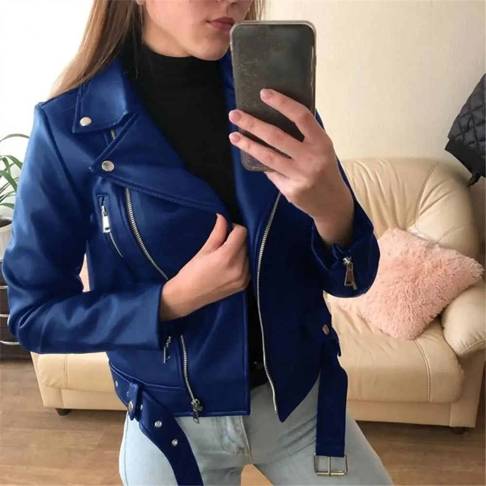 Lavinque Coats & Jackets Bleu / M Blouson Biker | Simili Cuir | Tendance et Intemporel