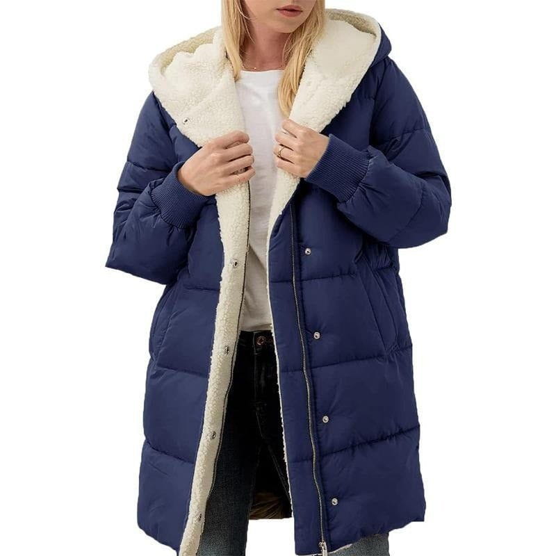Lavinque Coats & Jackets Bleu marine / S Doudoune Longue Doublée Polaire | Capuche et Boutons Pression | Ultra-Chaleur et Confort