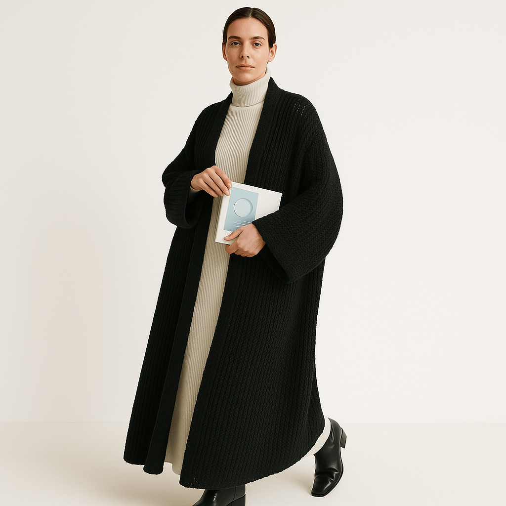 Lavinque Coats & Jackets Bleu marine / S Manteau Long Beige | Léger et Ouvert | Élégance Décontractée