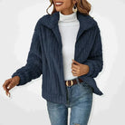 Lavinque Coats & Jackets Bleu Marine / S Veste Douce en Fausse Fourrure  | Chaude et Élégante