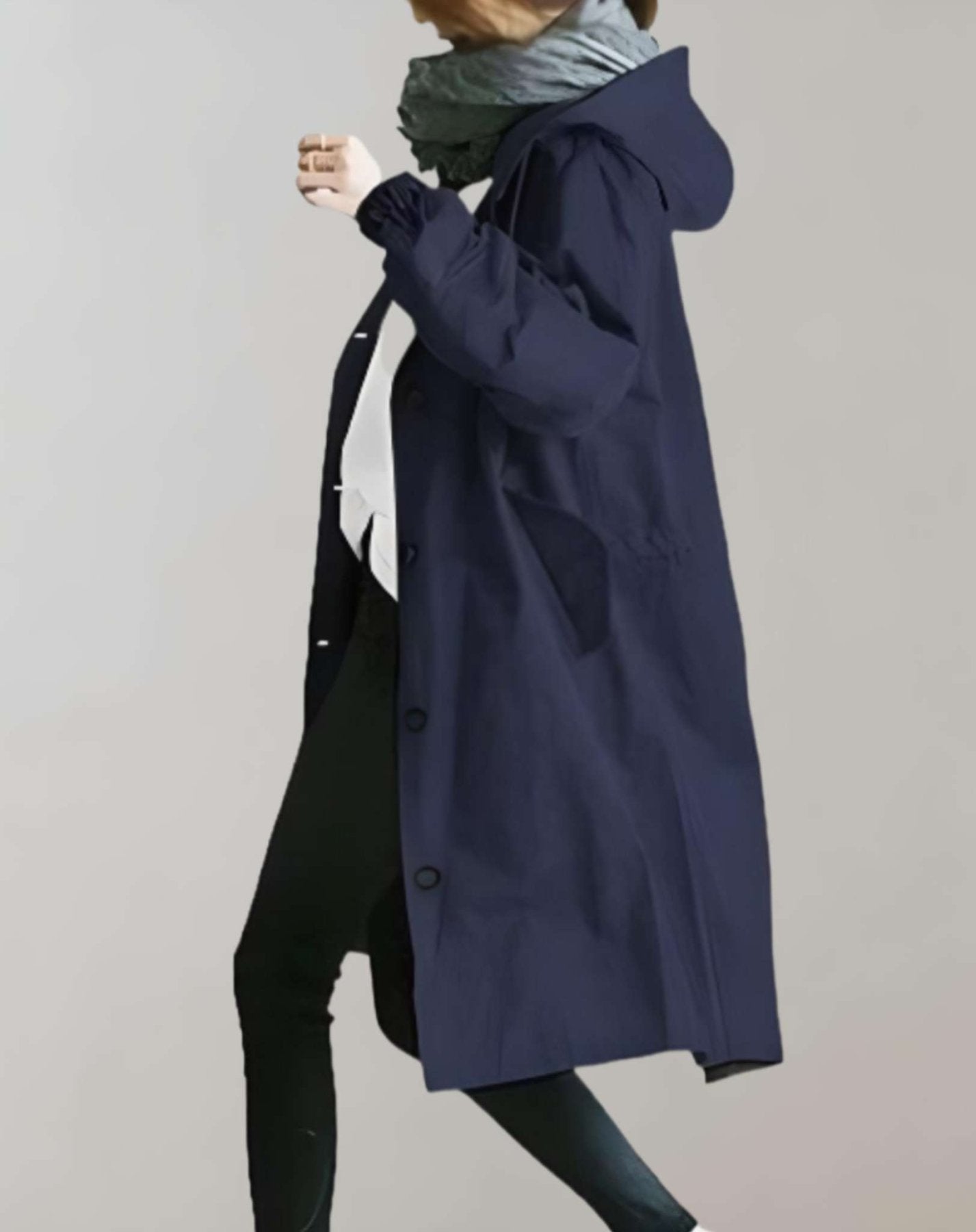Lavinque Coats & Jackets Bleu Marine / XS Trench Oversize à Col Montant | Beige Sable | Fluide et Moderne