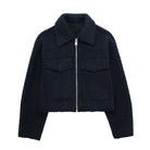Lavinque Coats & Jackets Bleu Marine / XS Veste Zippée en Laine | Grise | Moderne et Structurée