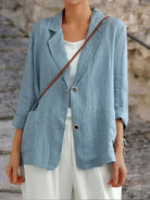 Lavinque Coats & Jackets Bleu / S Blazer en Lin Femme | Léger et Élégant | Chic Décontracté