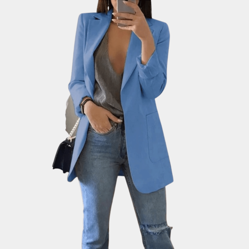 Lavinque Coats & Jackets Bleu / S Blazer Long Noir | Classique | Structuré et Polyvalent