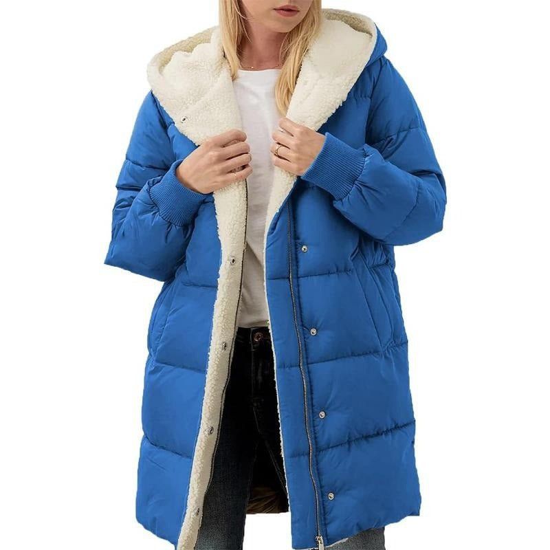 Lavinque Coats & Jackets Bleu / S Doudoune Longue Doublée Polaire | Capuche et Boutons Pression | Ultra-Chaleur et Confort