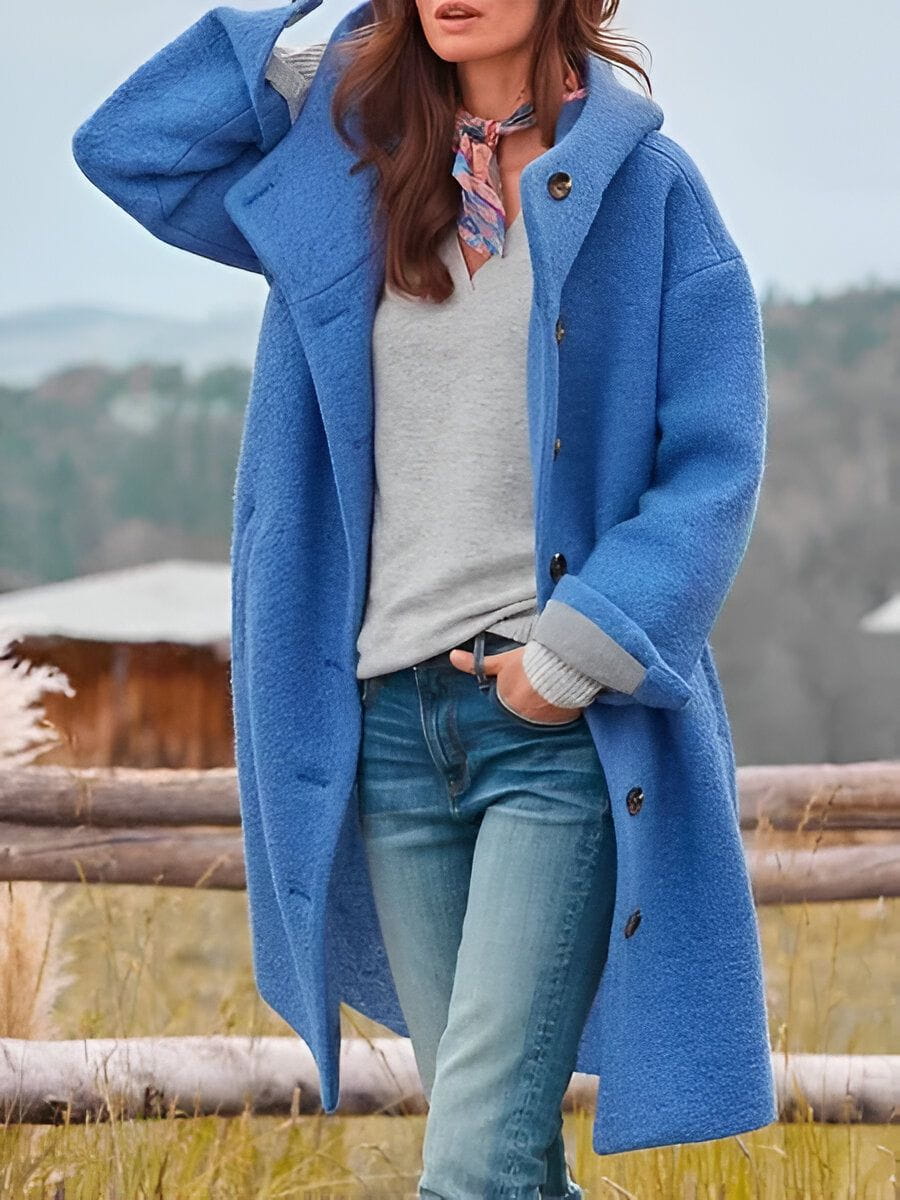 Lavinque Coats & Jackets Bleu / S Manteau Long en Laine Bouclée | Rose Intense | Oversize et Douillet