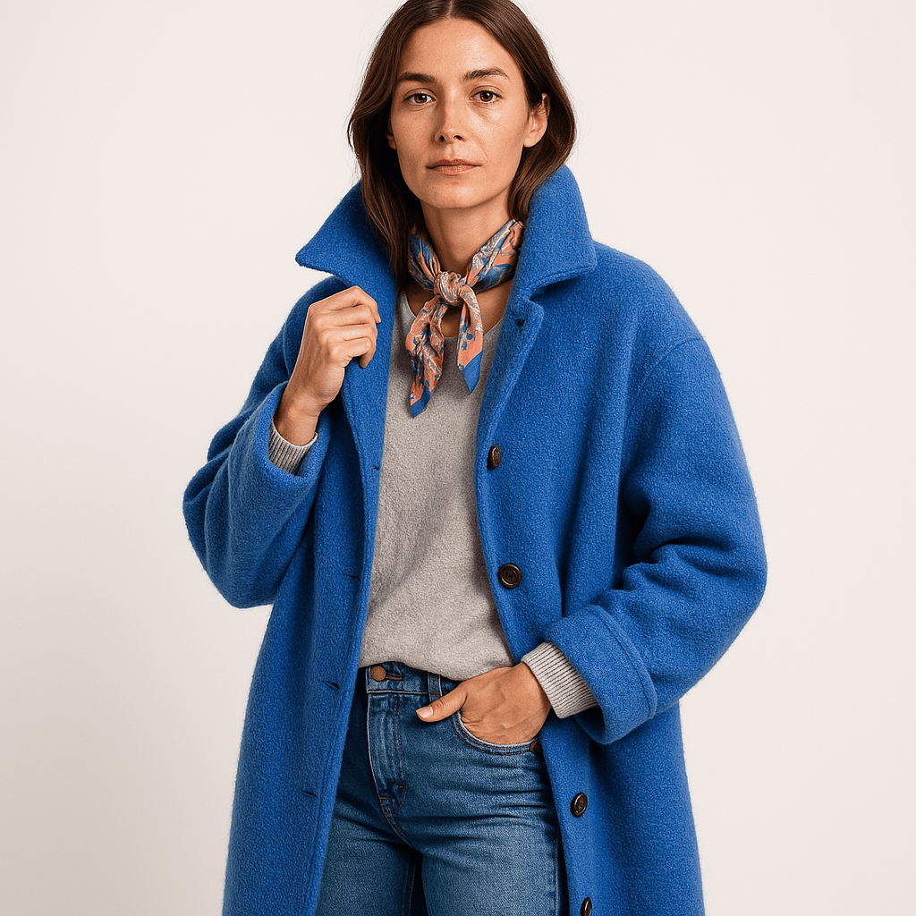 Lavinque Coats & Jackets Bleu / S Manteau Oversize Bleu Vif | Laine Mélangée | Élégance Confortable & Colorée