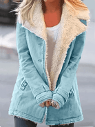 Lavinque Coats & Jackets Bleu / S Veste Doublée en Mouton Synthétique | Vert Pomme | Chaude et Décontractée