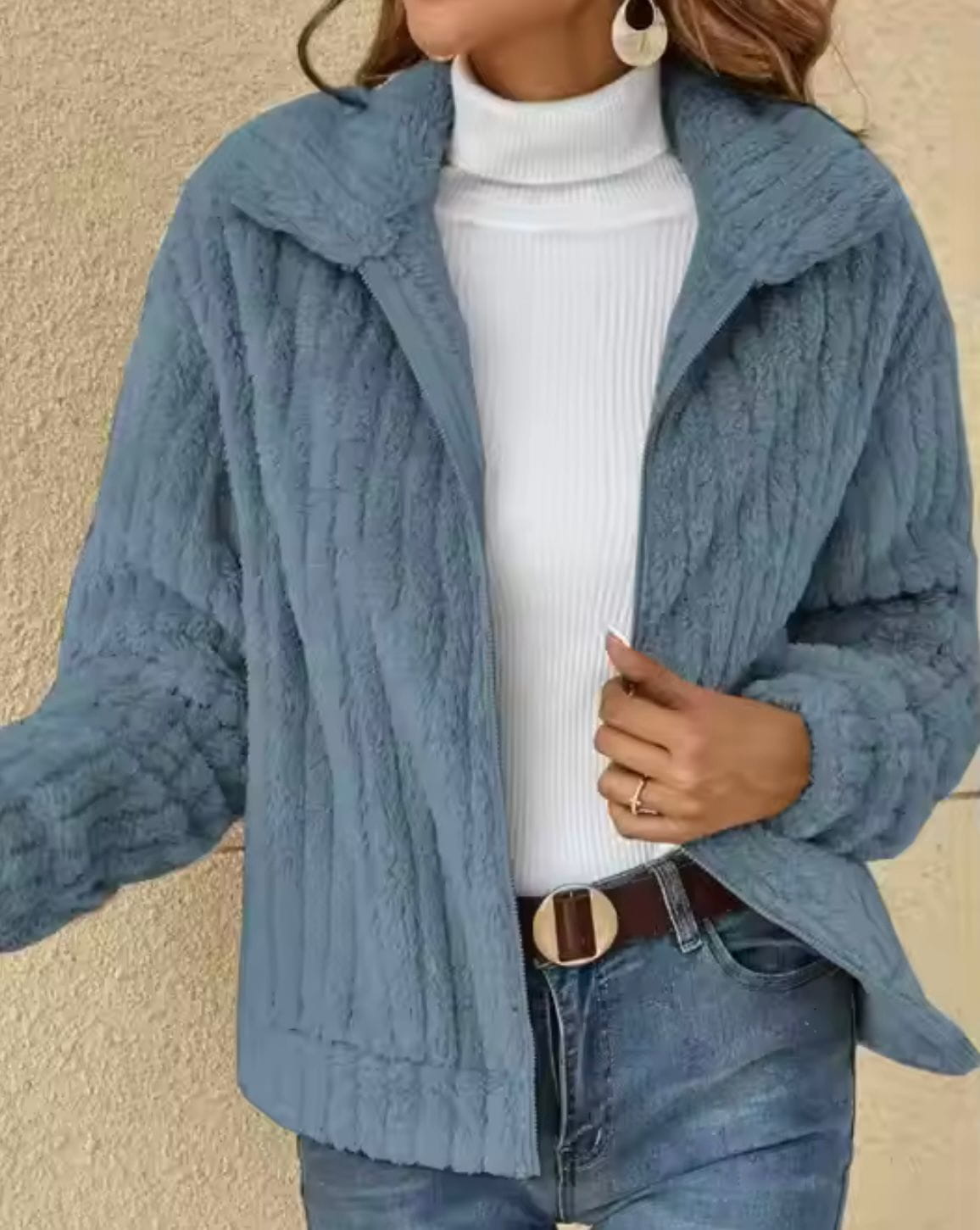 Lavinque Coats & Jackets Bleu / S Veste en Fausse Fourrure | Chaude & Élégante | Hiver Confortable