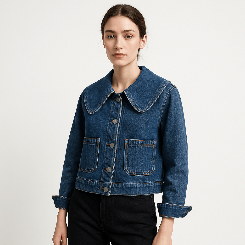 Lavinque Coats & Jackets Bleu / S Veste en Jean Courte | Col Oversize | 100% Coton