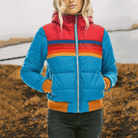 Lavinque Coats & Jackets Bleu / XS Doudoune Rétro | Motif Arc-en-Ciel & Isolation Chaude | Style Vintage