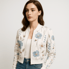 Lavinque Coats & Jackets Bomber Fleuri Blanc | Léger et Élégant | Parfait pour le Printemps