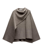 Lavinque Coats & Jackets Cape Asymétrique Élégante | Laine Mélangée | Minimaliste et Raffinée
