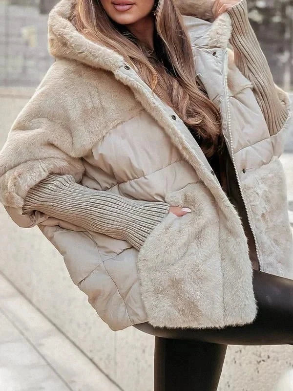 Lavinque Coats & Jackets Cape Manteau Doublée en Fausse Fourrure | Beige | Douceur, Volume et Élégance Cocooning