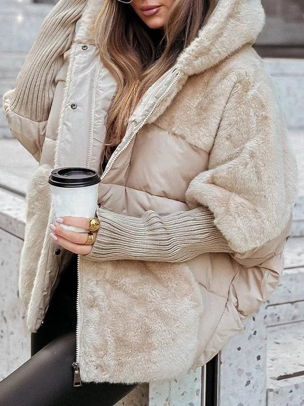 Lavinque Coats & Jackets Cape Manteau Doublée en Fausse Fourrure | Beige | Douceur, Volume et Élégance Cocooning