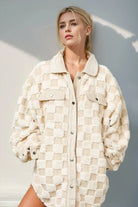 Lavinque Coats & Jackets Crème / S Surchemise Peluche | Écru à Carreaux | Oversize & Douillette